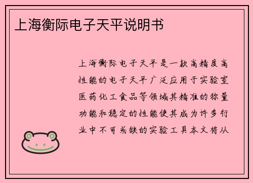 上海衡际电子天平说明书